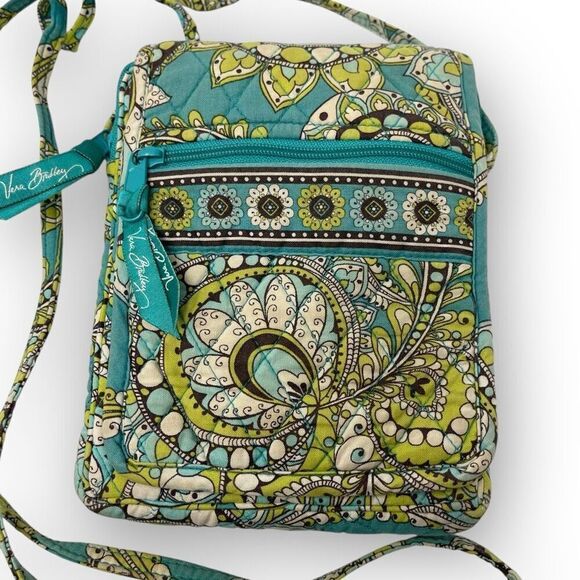 Vera Bradley Peacock Mini Hipster Wallet Crossbody Purse Cosmetic Coin Bag - Picture 2 of 10